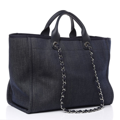 Chanel Denim Large Deauville Tote Blue Orange 3 of 16