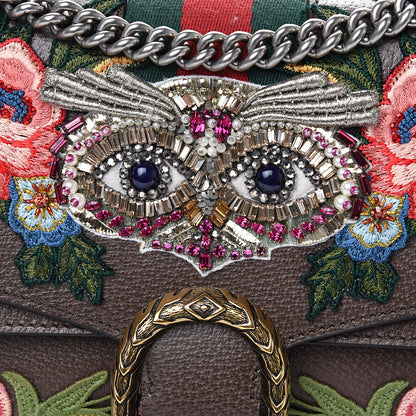 Gucci Calfskin Web Owl Embroidered Medium Dionysus Shoulder Bag New Acero Multicolor 7 of 11