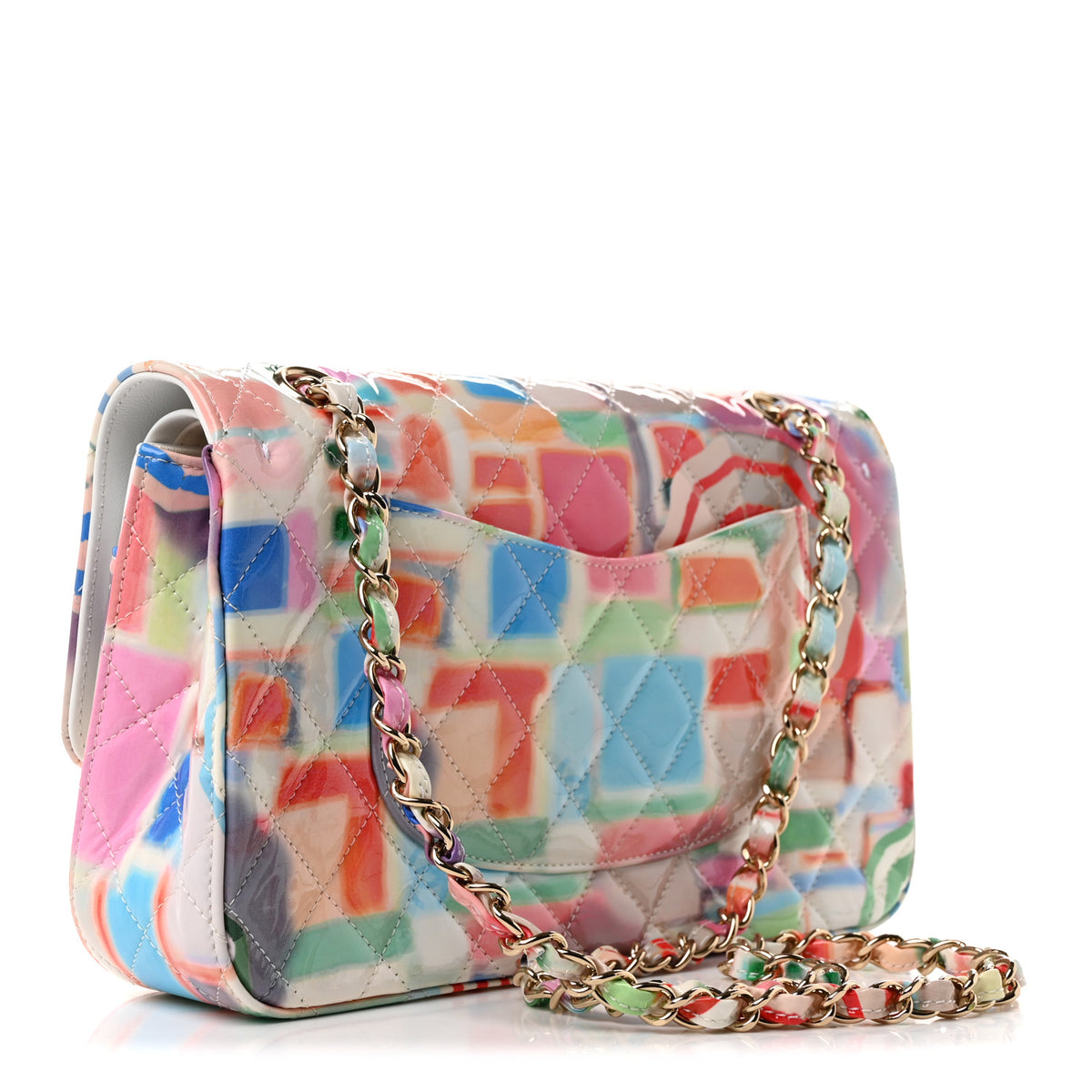 Chanel Patent Calfskin Printed Quilted Medium Double Flap Multicolor 3 of 10