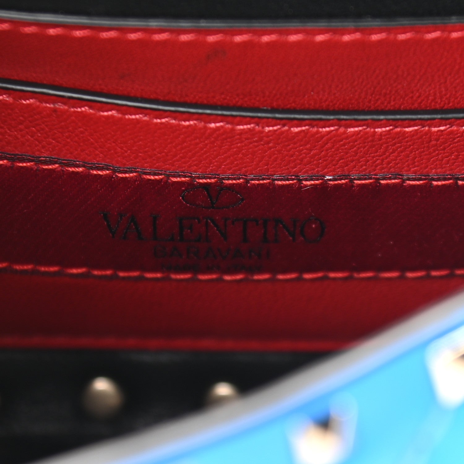 Valentino Garavani Calfskin Micro Rockstud Spike Shoulder Bag Blue Fluo 6 of 8
