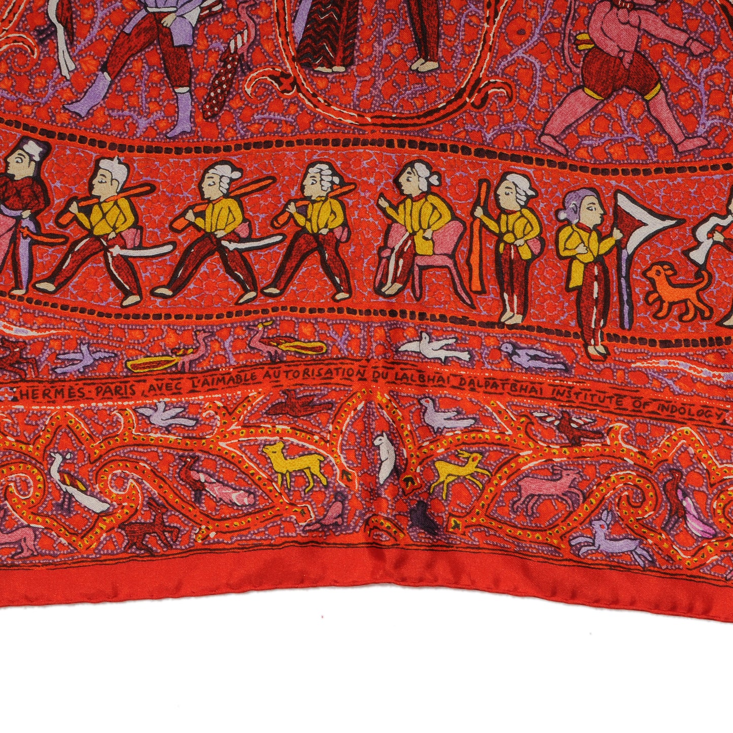 Silk Lalbhai Scarf 140 Rose Indien Orange Jaune