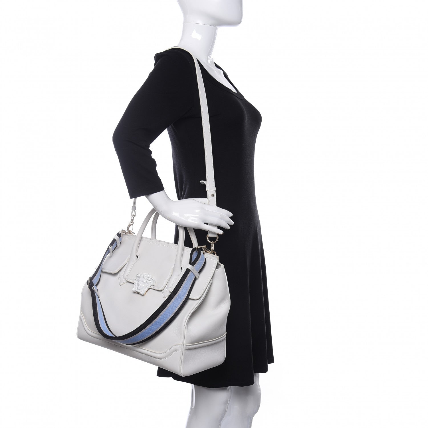 Versace Calfskin Large Palazzo Empire Bag White 5 of 13
