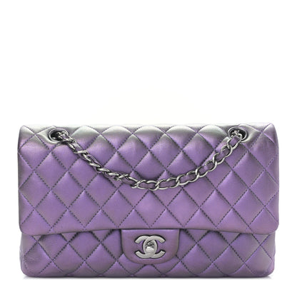 Chanel Iridescent Lambskin Quilted Medium Double Flap Dark Purple 1 of 9