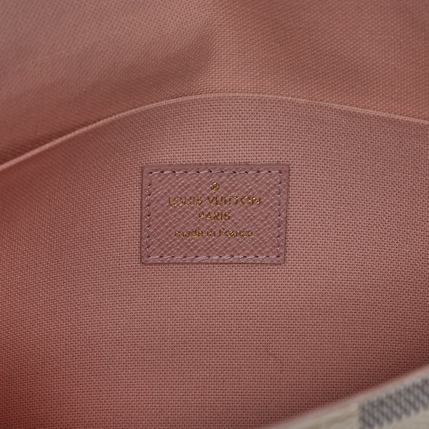 Damier Azur Pochette Felicie Chain Wallet Rose Ballerine
