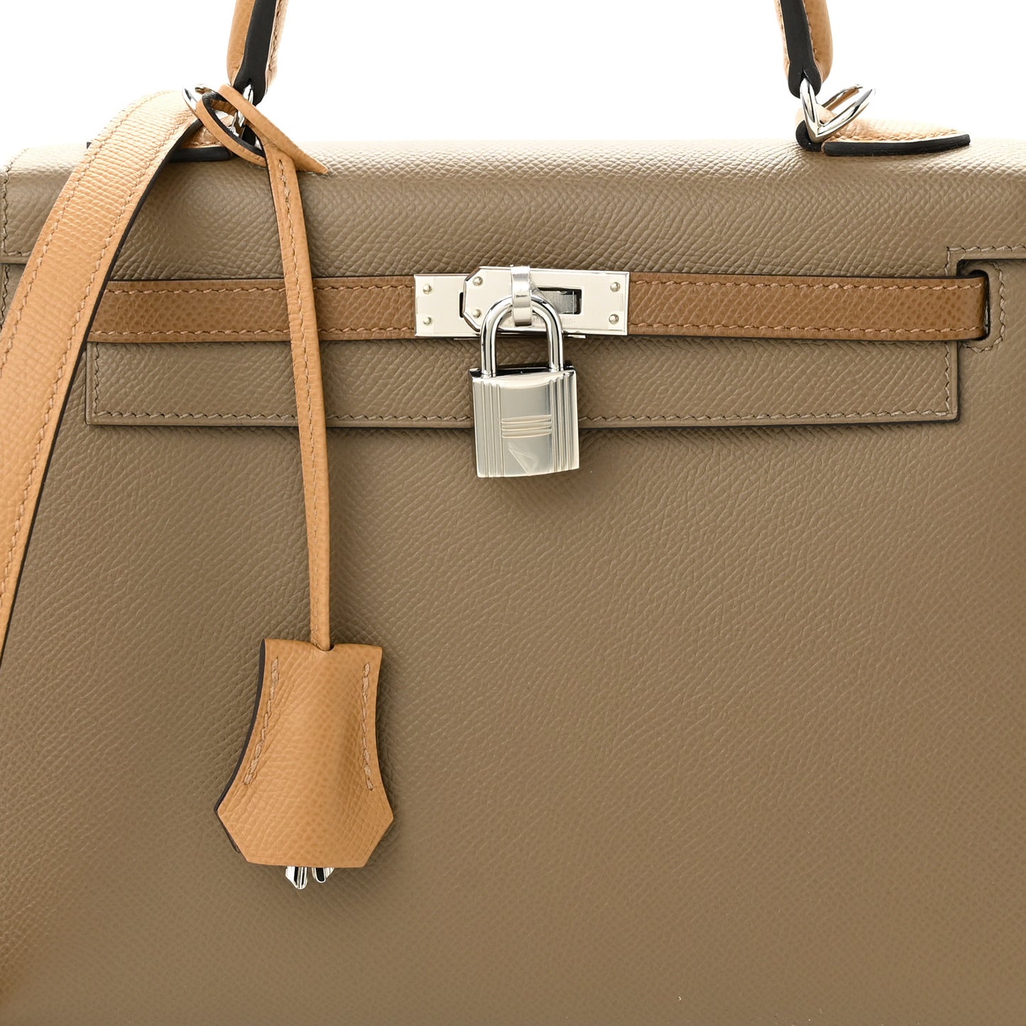 Epsom Verso Tri-Color Kelly Sellier 25 Etoupe Alezan Biscuit