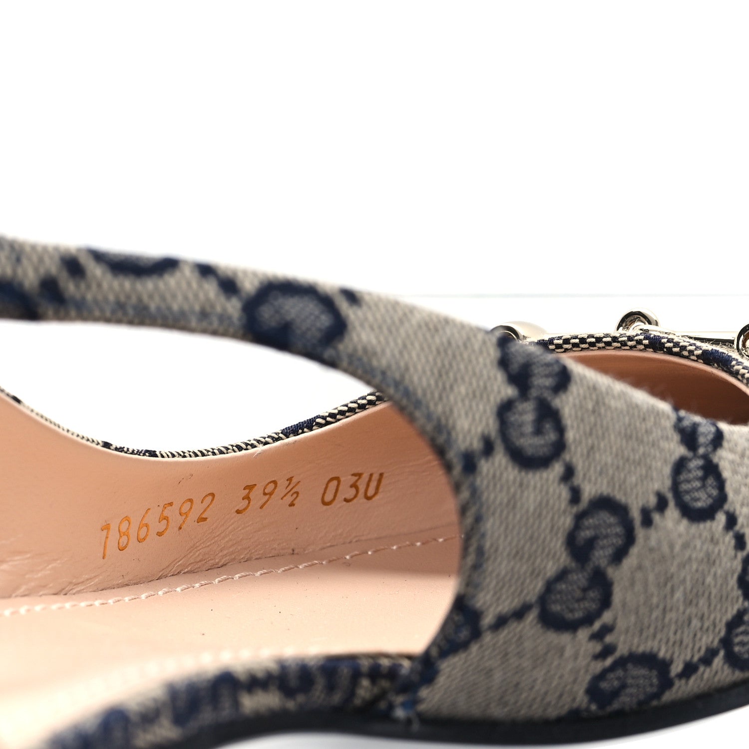 Gucci Monogram Horsebit Womens Slingback Ballet Flat 39.5 Beige Blue 9 of 10