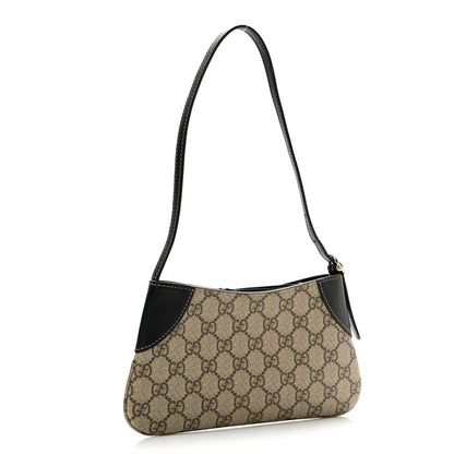 Gucci GG Monogram Calfskin Small Emblem Shoulder Bag Beige Black 3 of 11