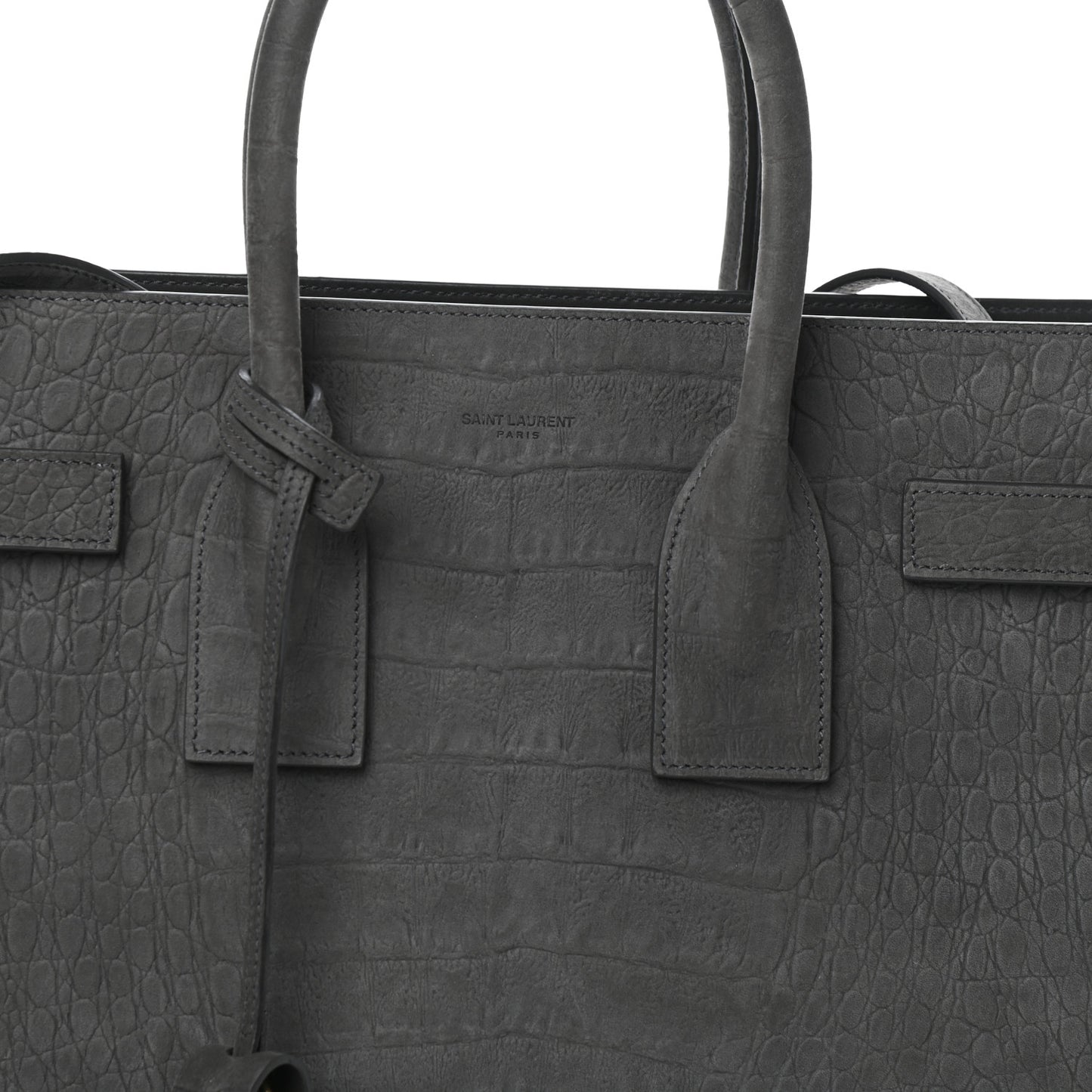 Crocodile Embossed Nubuck Small Sac De Jour Dark Anthracite