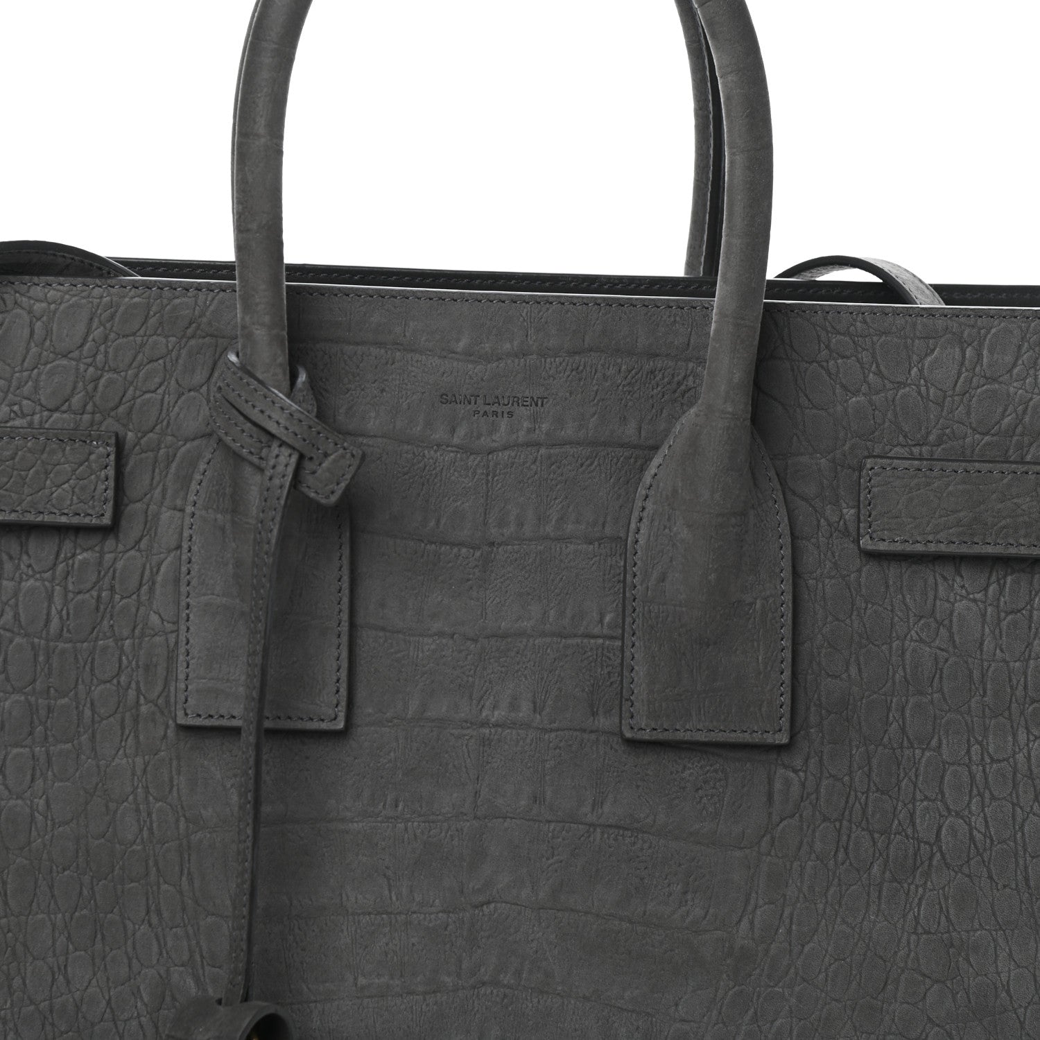 Saint Laurent Crocodile Embossed Nubuck Small Sac De Jour Dark Anthracite 7 of 9