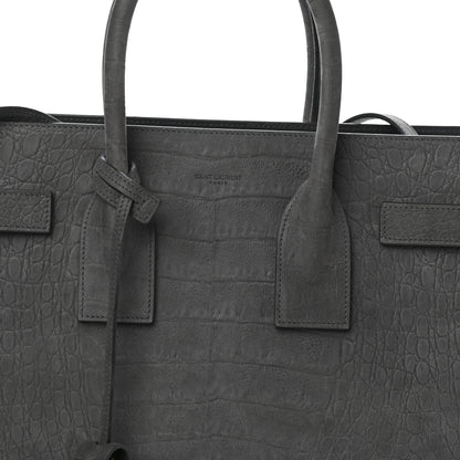 Saint Laurent Crocodile Embossed Nubuck Small Sac De Jour Dark Anthracite 7 of 9