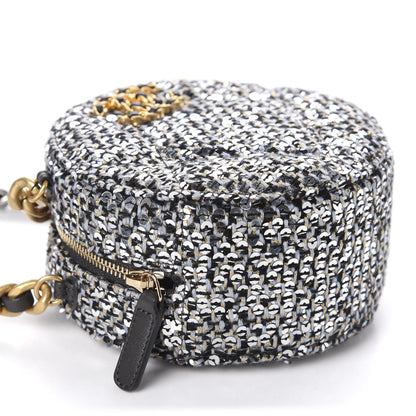 Chanel Sequin 19 Round Clutch With Chain Silver Black 4 of 11