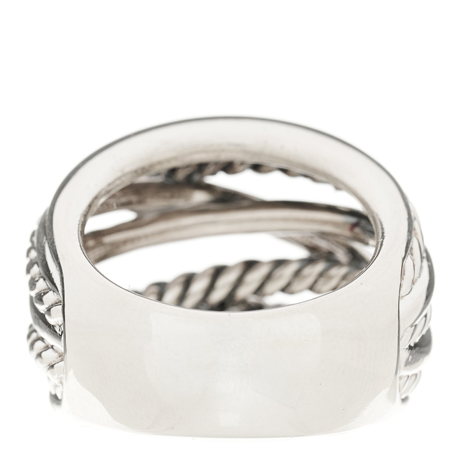 David Yurman Sterling Silver 18mm Wide Crossover Cable Ring 54 7 2 of 3