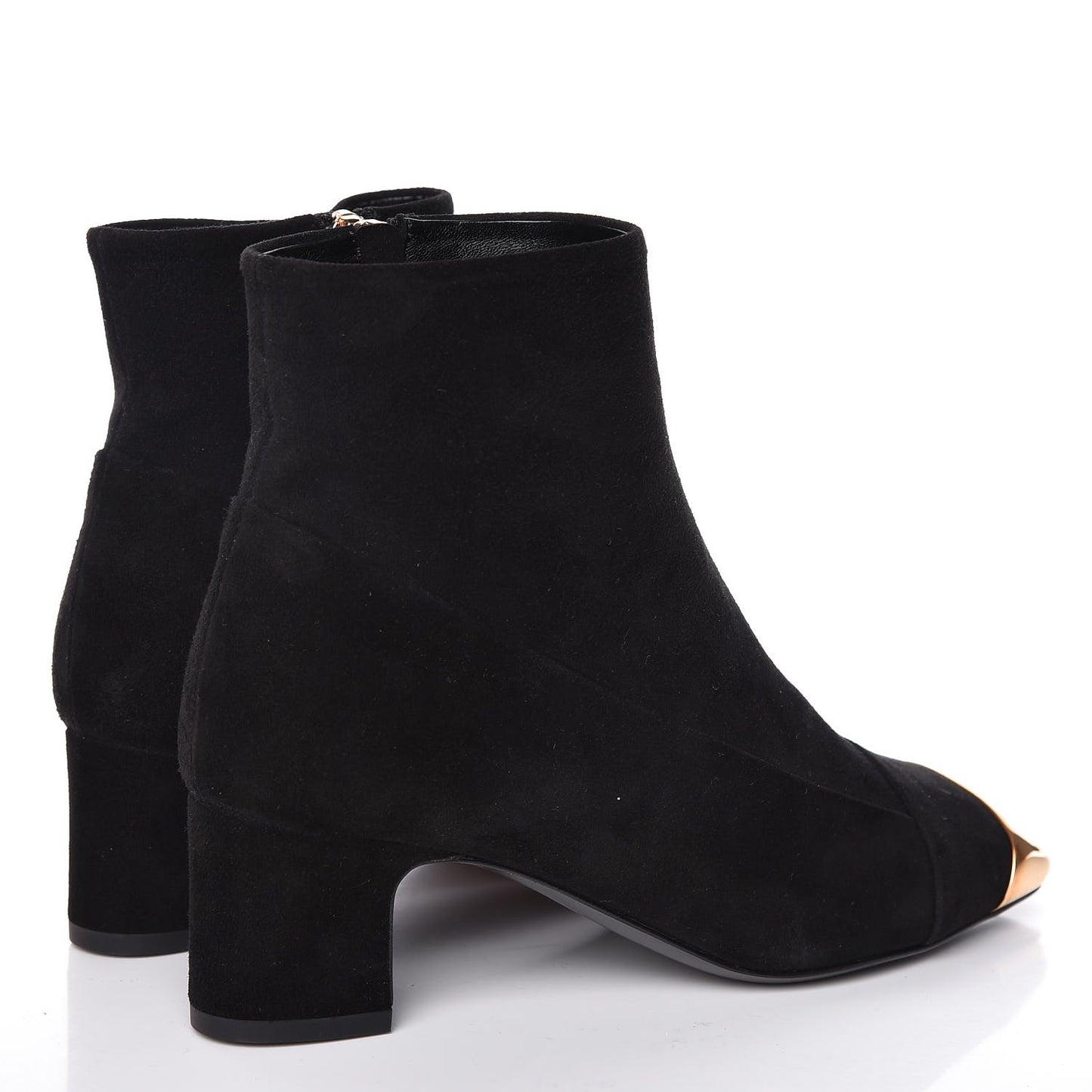 Velvet Goatskin Permabrass Cap Toe Lindsay Ankle Boots 35 Black