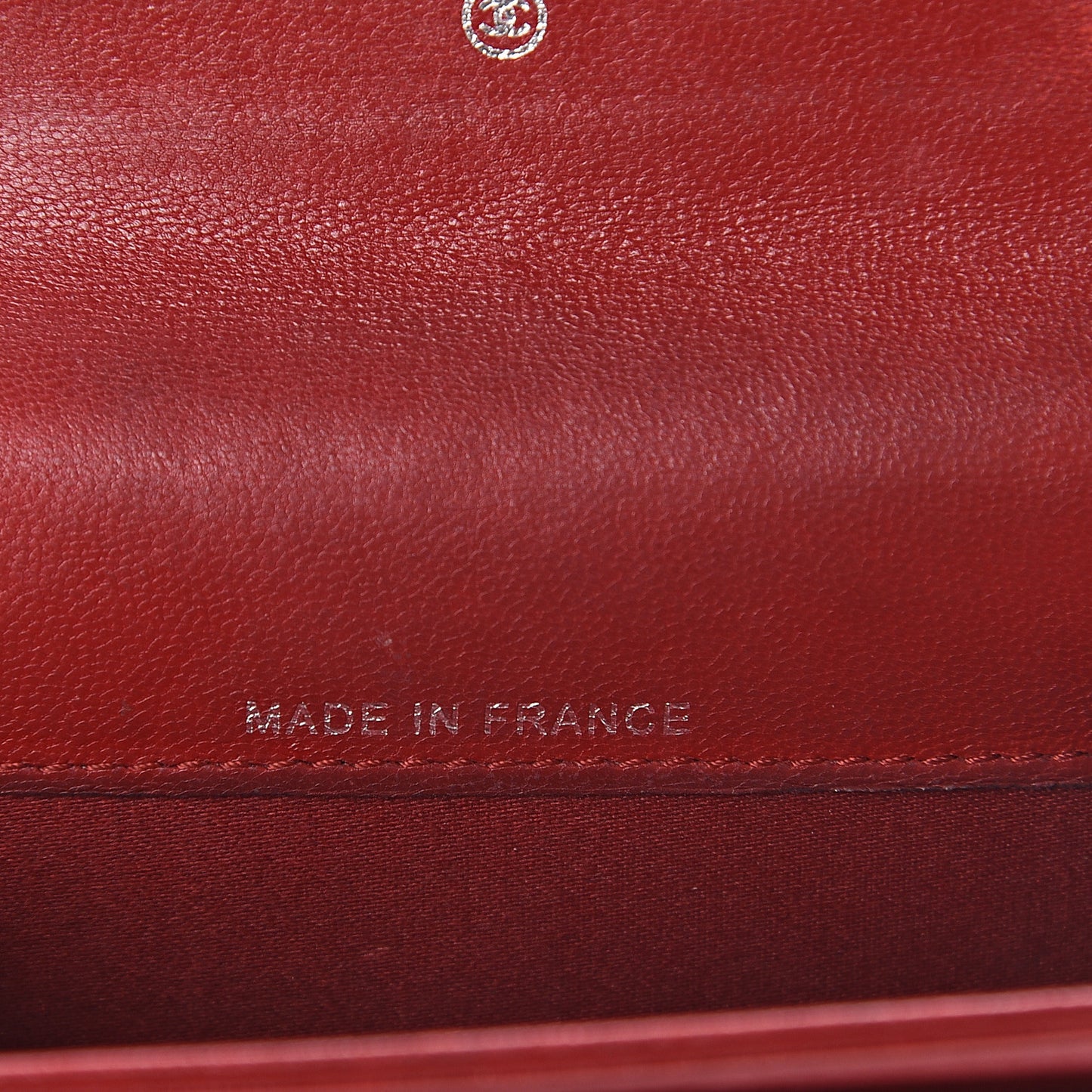 Lambskin Camellia Embossed Flap Card Holder Red