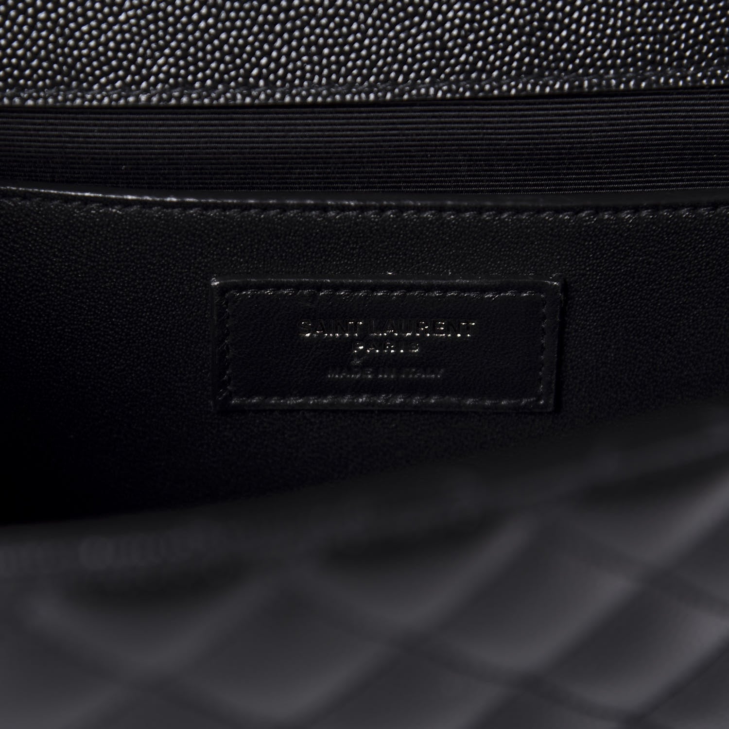 Saint Laurent Grain De Poudre Textured Mixed Matelasse Triquilt Medium Monogram Satchel Black 11 of 12