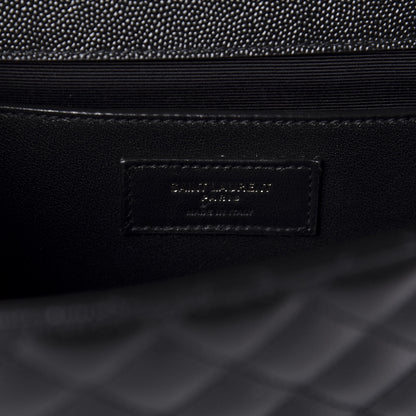 Saint Laurent Grain De Poudre Textured Mixed Matelasse Triquilt Medium Monogram Satchel Black 11 of 12