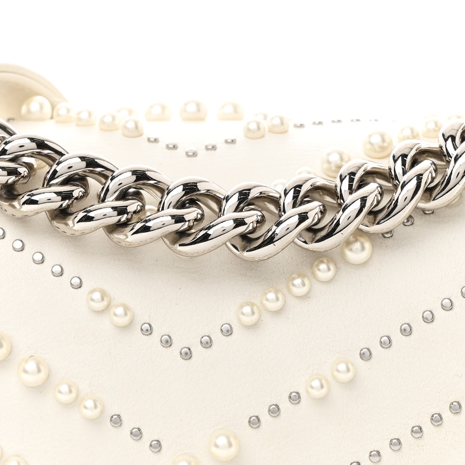 Chanel Calfskin Pearl Chevron Small Boy Flap White 8 of 11