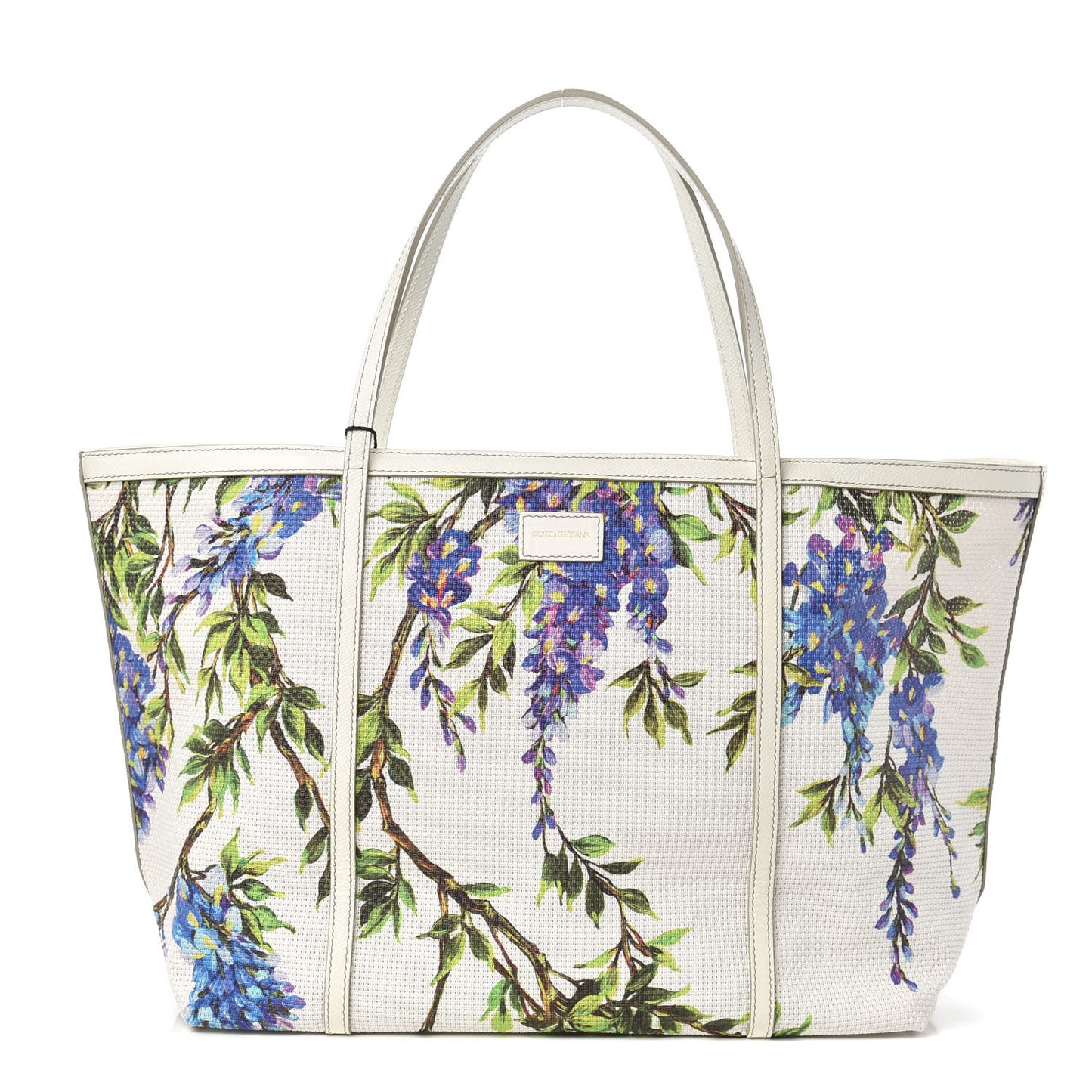 Woven Canvas Floral Print Small Escape Tote White Multicolor