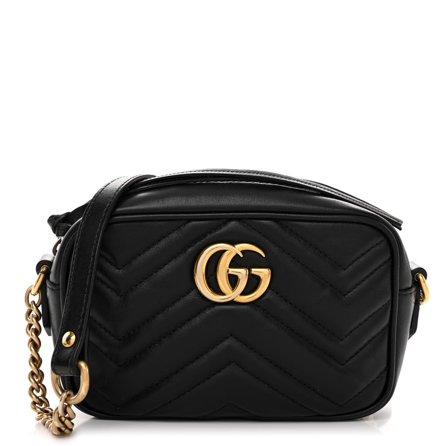 Calfskin Matelasse Mini GG Marmont Chain Shoulder Bag Black
