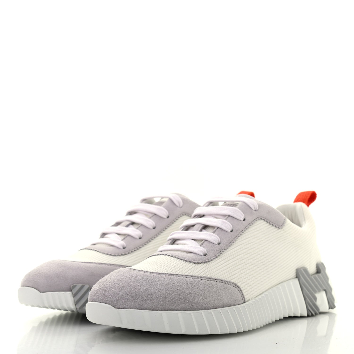 Hermes Technical Canvas Suede Bouncing Sneakers 37 White Multicolor 3 of 8