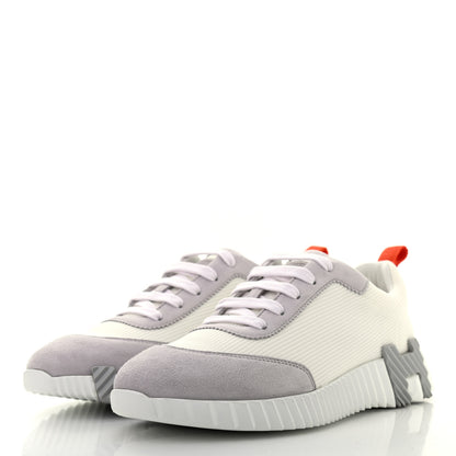 Hermes Technical Canvas Suede Bouncing Sneakers 37 White Multicolor 3 of 8