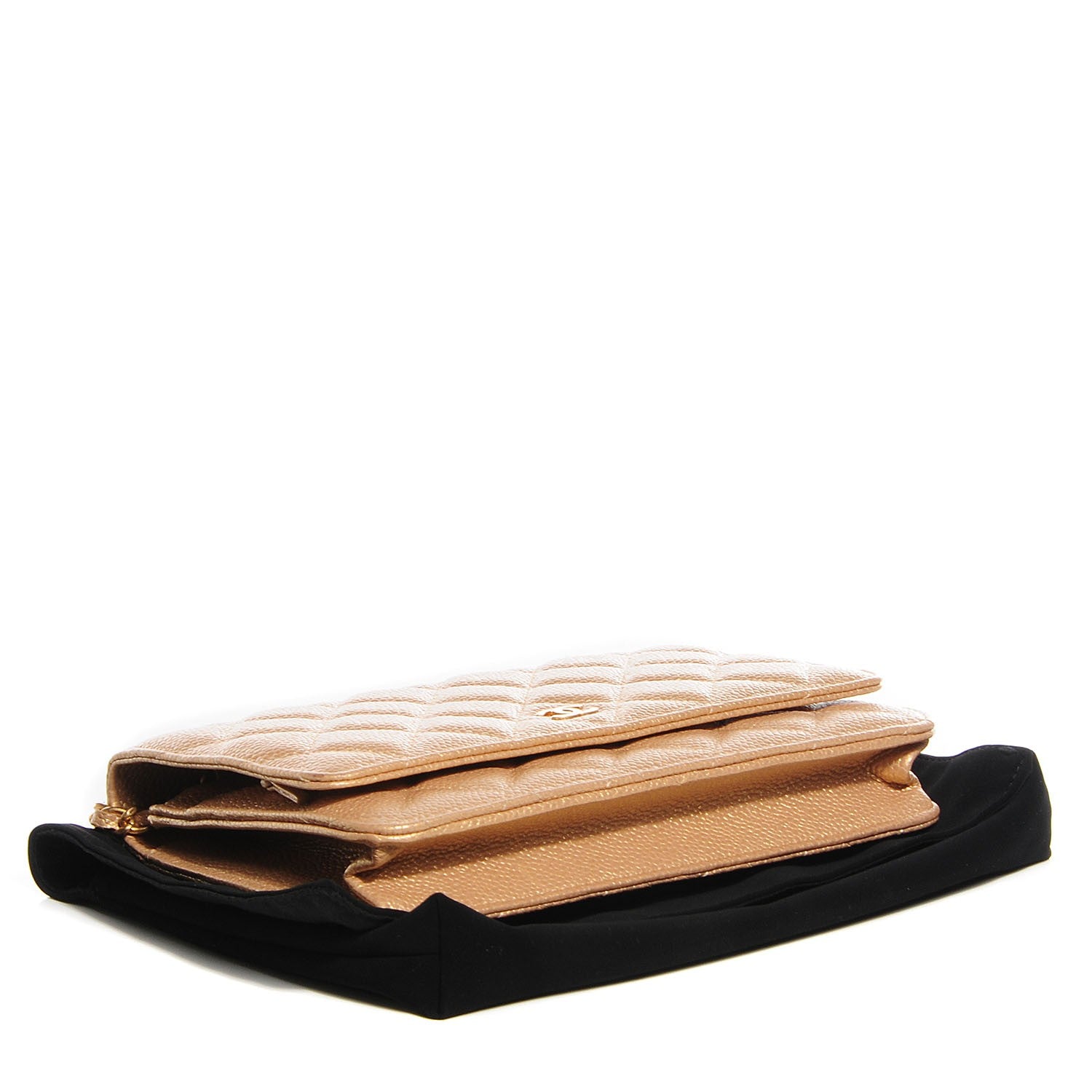 Chanel Pearly Caviar Quilted Wallet On Chain WOC Gold 4 of 9