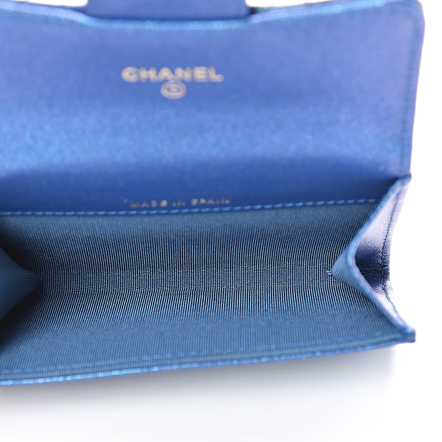 Chanel Glittered Aged Calfskin Quilted Reissue Flap Card Holder Blue 4 of 8