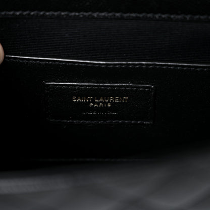 Saint Laurent Grain De Poudre Textured Mixed Matelasse Triquilt Small Monogram Satchel Black 7 of 9