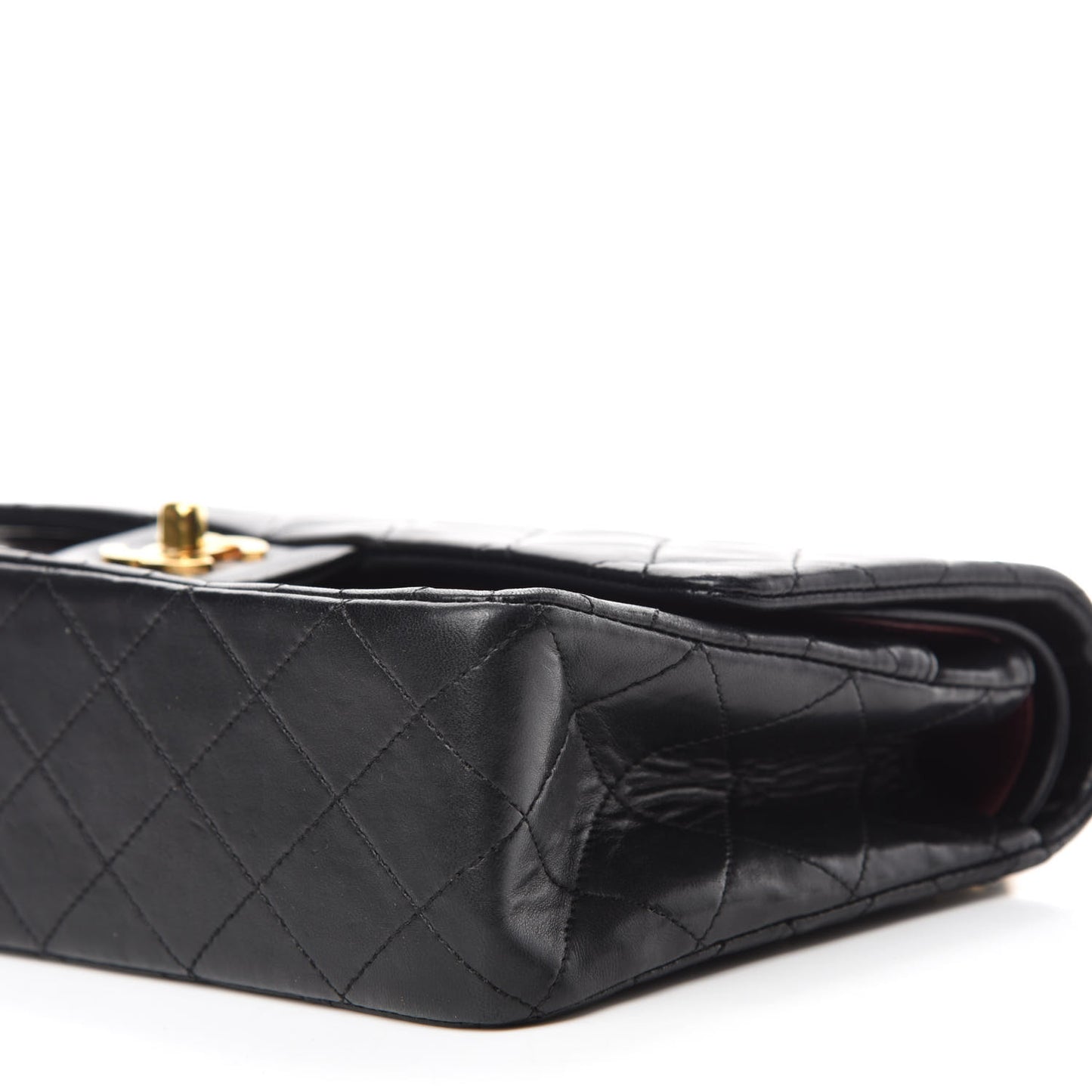 Lambskin Quilted Medium Double Flap Black