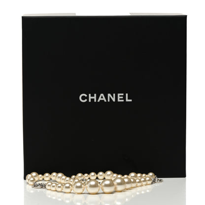 Chanel Pearl Crystal Baguette CC Short Necklace Silver 6 of 6