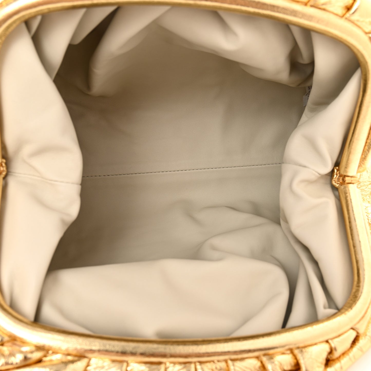 Metallic Crinkled Lambskin The Pouch Oversized Clutch Oro