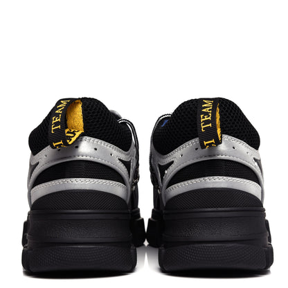 Gucci X SEGA Mesh Technical Canvas Calfskin Reflective Mens Flashtrek Sneakers 5 Silver Black 7 of 9