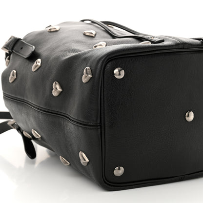Saint Laurent Lambskin Medium Heart Studded Riva Bucket Bag Black 9 of 11