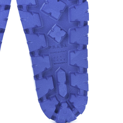 Prada EVA Rubber Triangle Logo Embossed Womens Lug Sole 20mm Slide Sandals 37 Azzurro 6 of 8