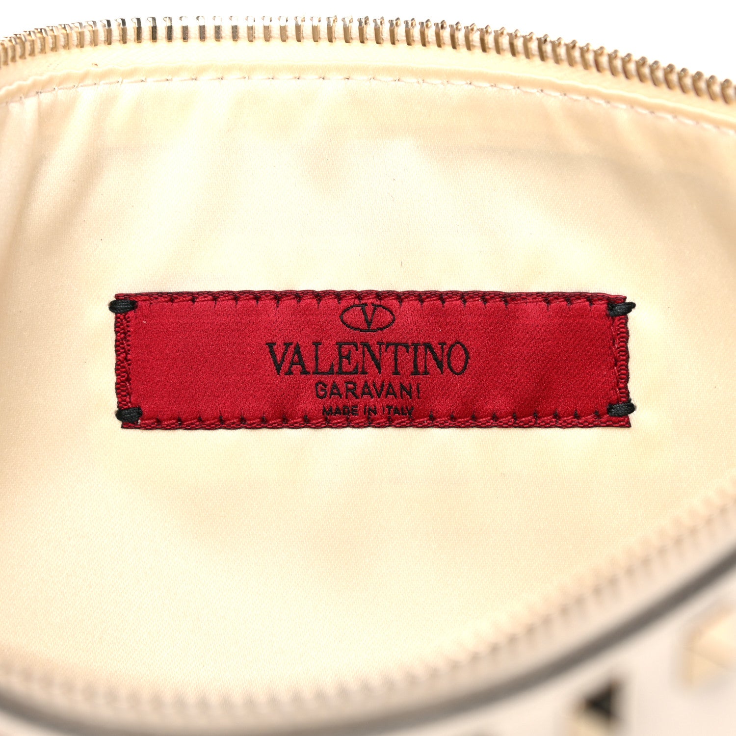 Valentino Garavani Vitello Large Rockstud Zip Pouch Light Ivory 8 of 9