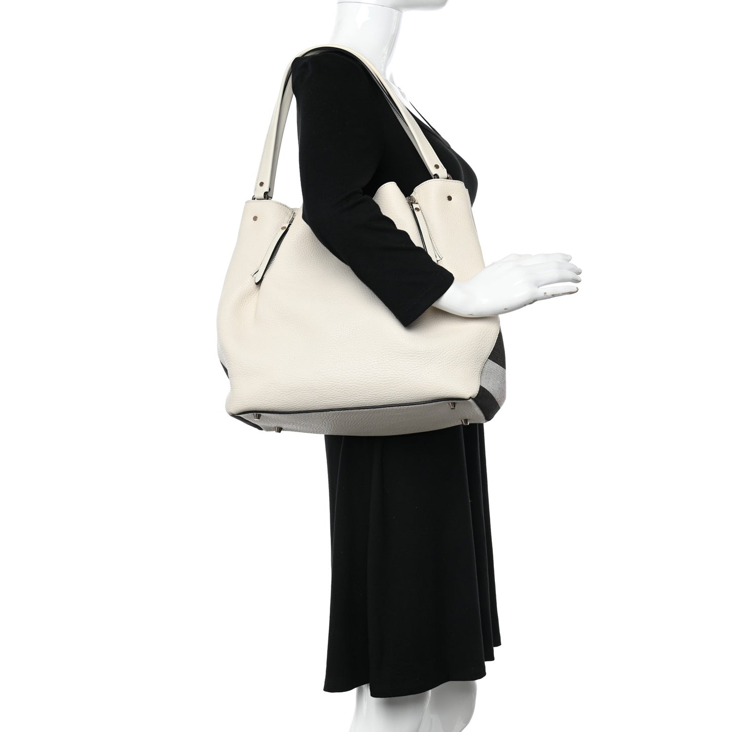 Grainy Calfskin House Check Medium Maidstone White