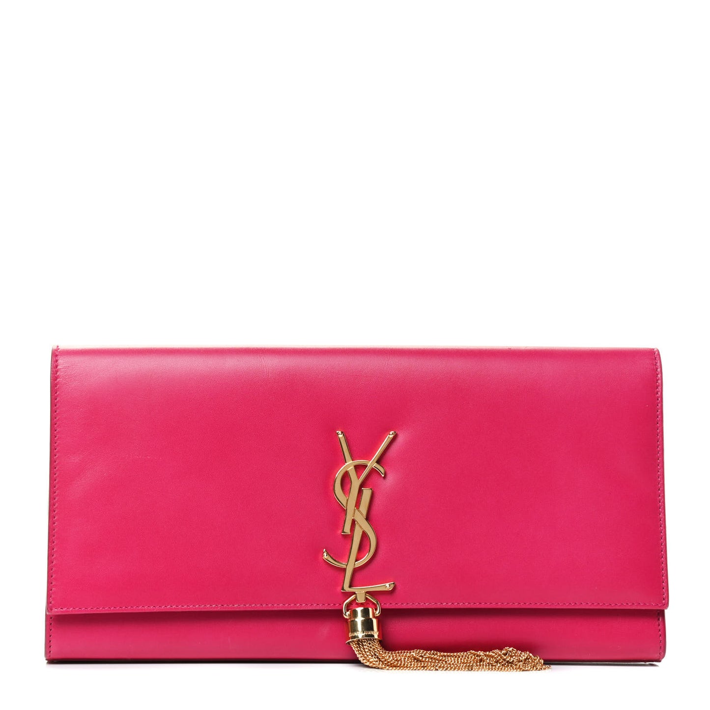 Calfskin Classic Monogram Tassel Clutch Fuchsia
