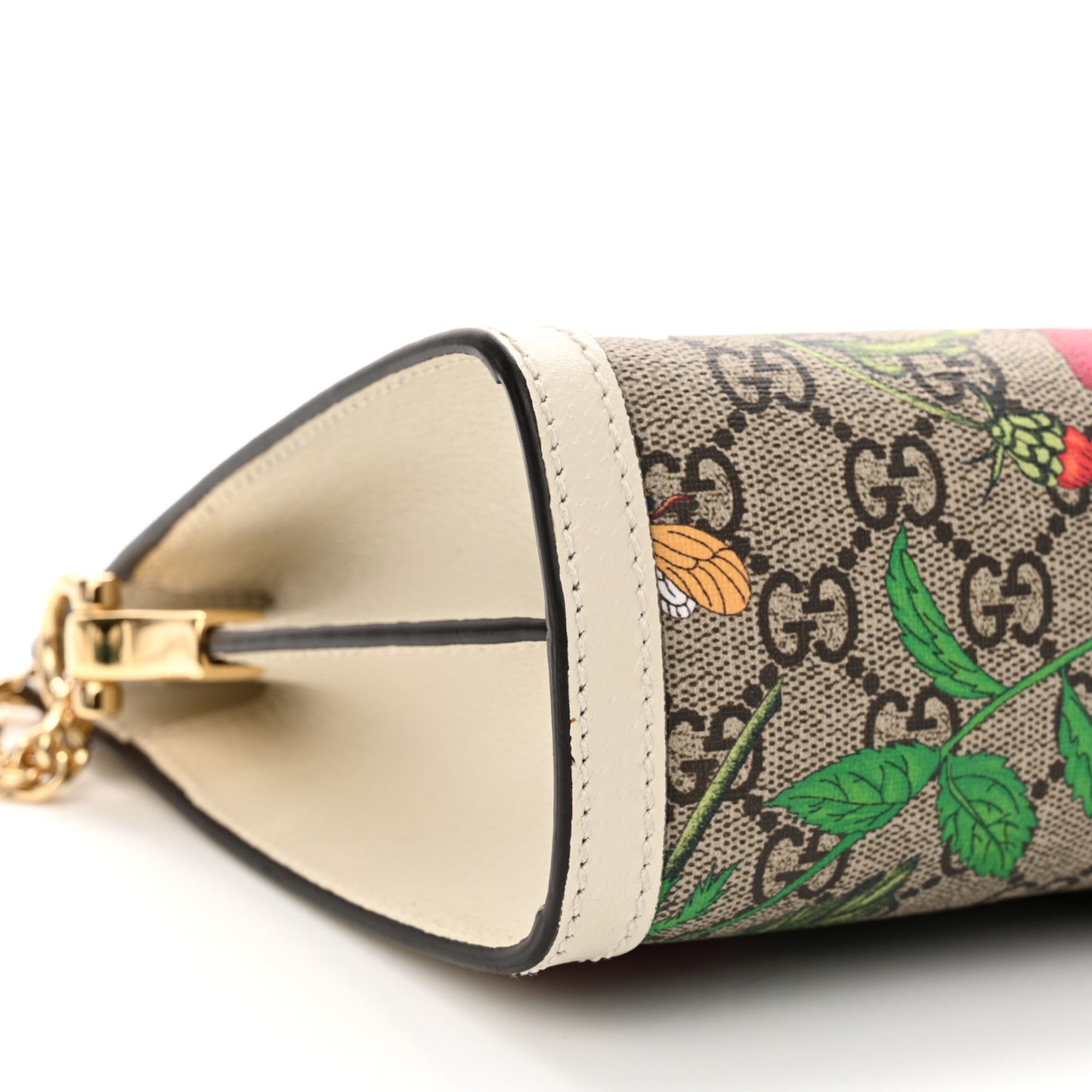 GG Supreme Monogram Flora Web Small Ophidia Chain Shoulder Bag White