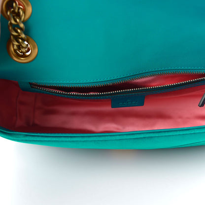 Gucci Velvet Matelasse Small GG Marmont Shoulder Bag Pavone Cyan 5 of 10