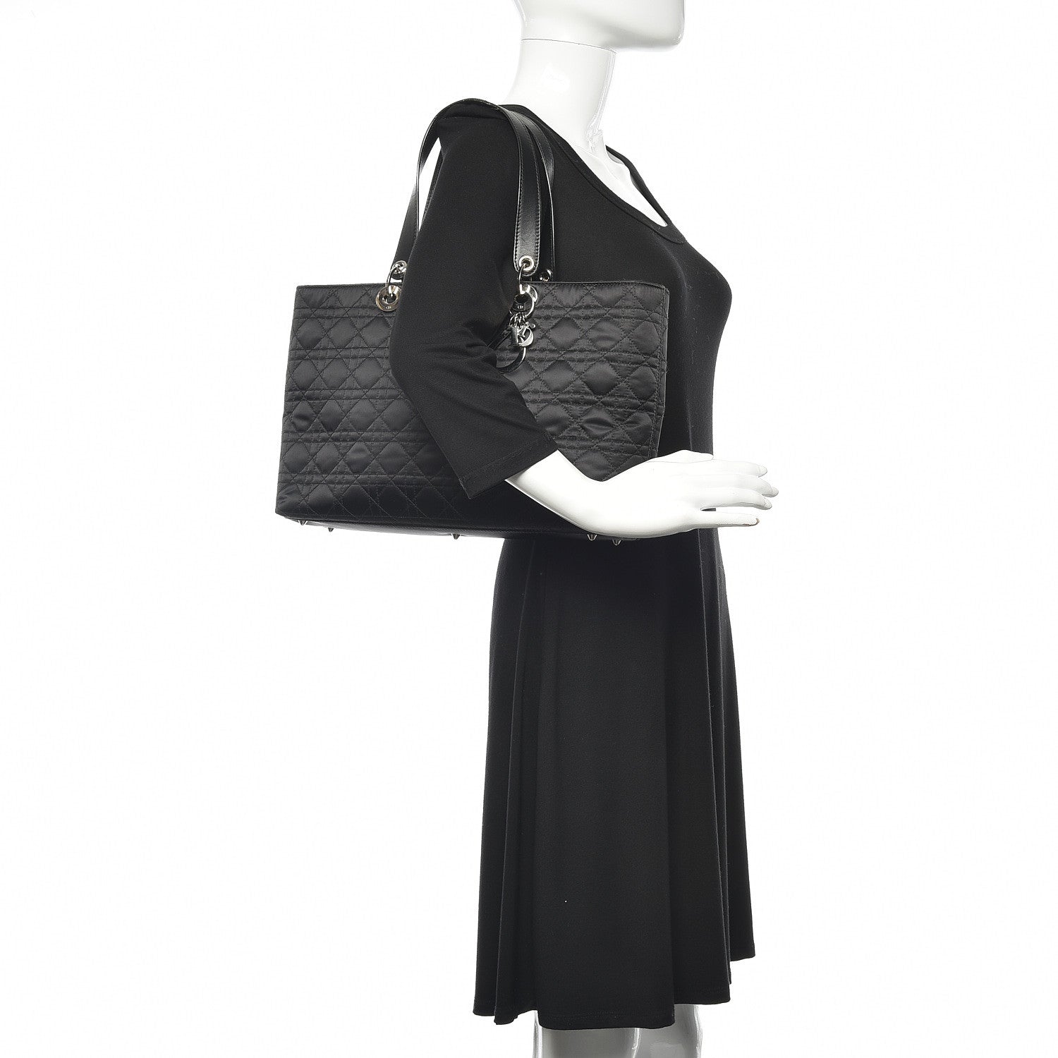 Christian Dior Nylon Cannage Tote Black 2 of 13