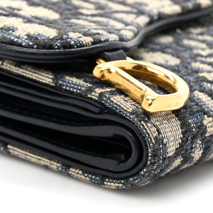 Christian Dior Oblique Saddle Lotus Wallet Blue 10 of 13