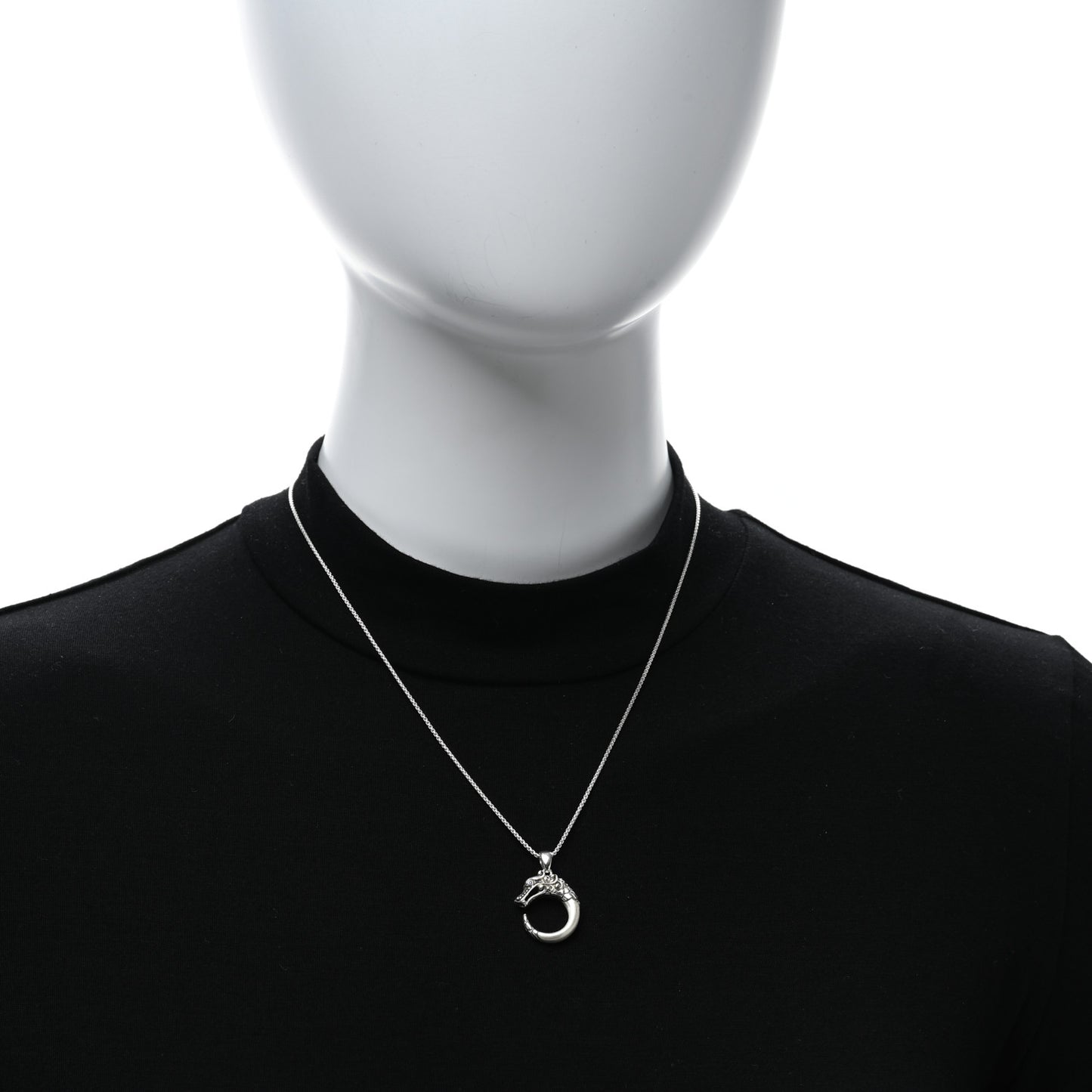 Sterling Silver Blue Sapphire Naga Round Pendant Necklace