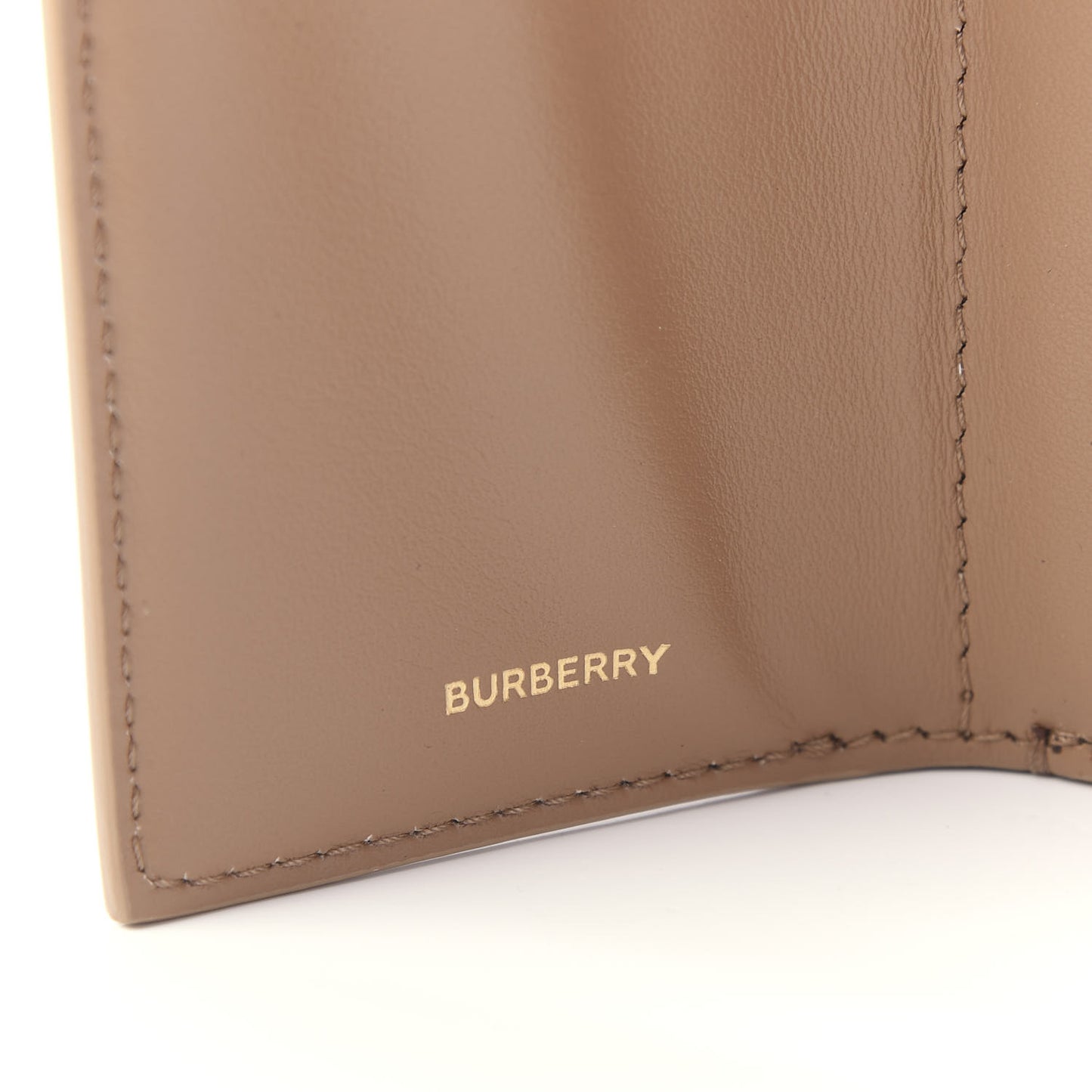 Grained Calfskin Monogram Double Flap Lark Wallet Beige
