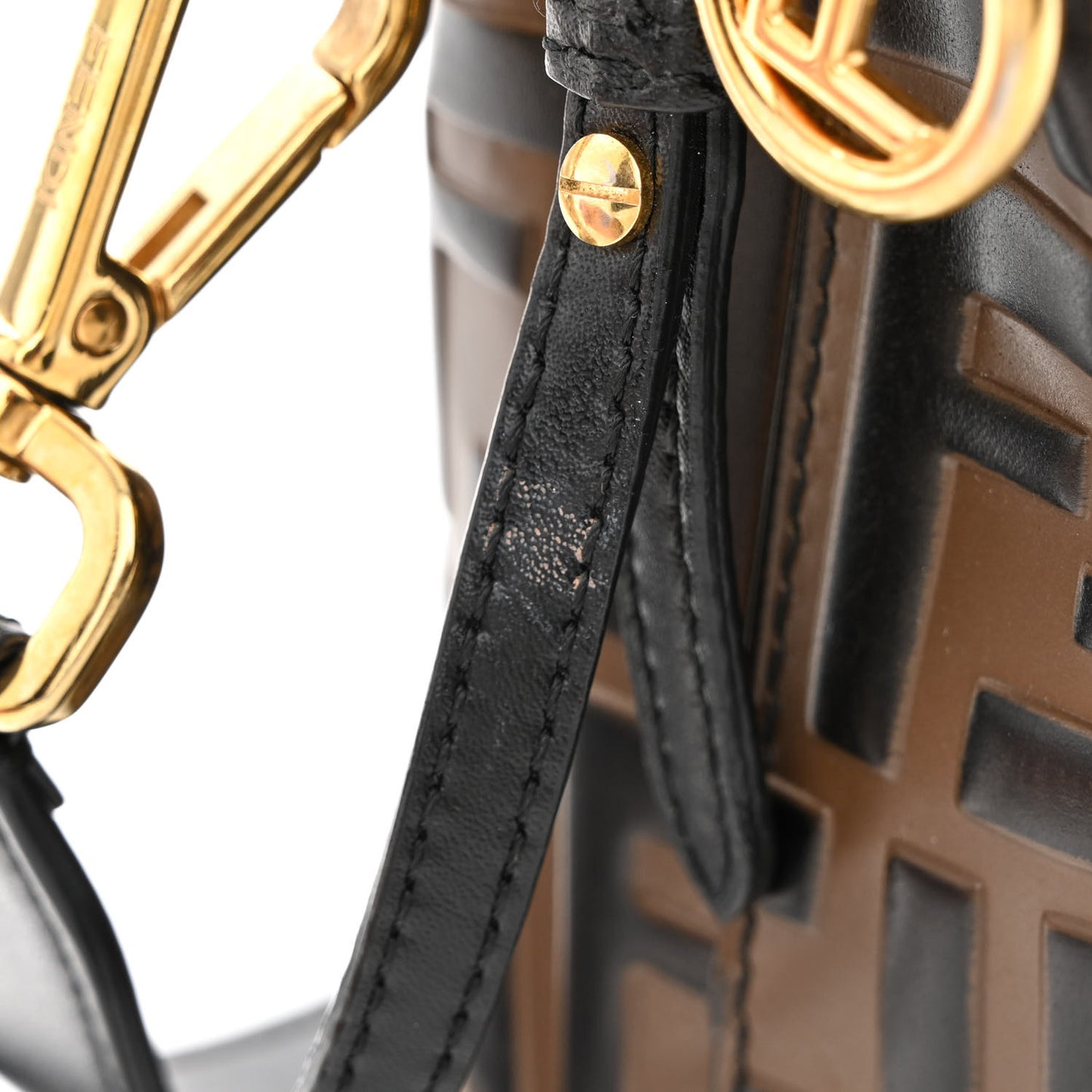 Vitello Liberty F is Fendi Bi-Color FF 1974 Embossed Mini Mon Tresor Bucket Bag Maya Black