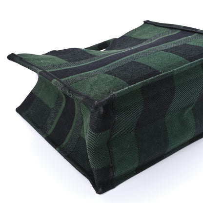 Christian Dior Canvas Embroidered Medium Checkered Book Tote Black Green 9 of 10