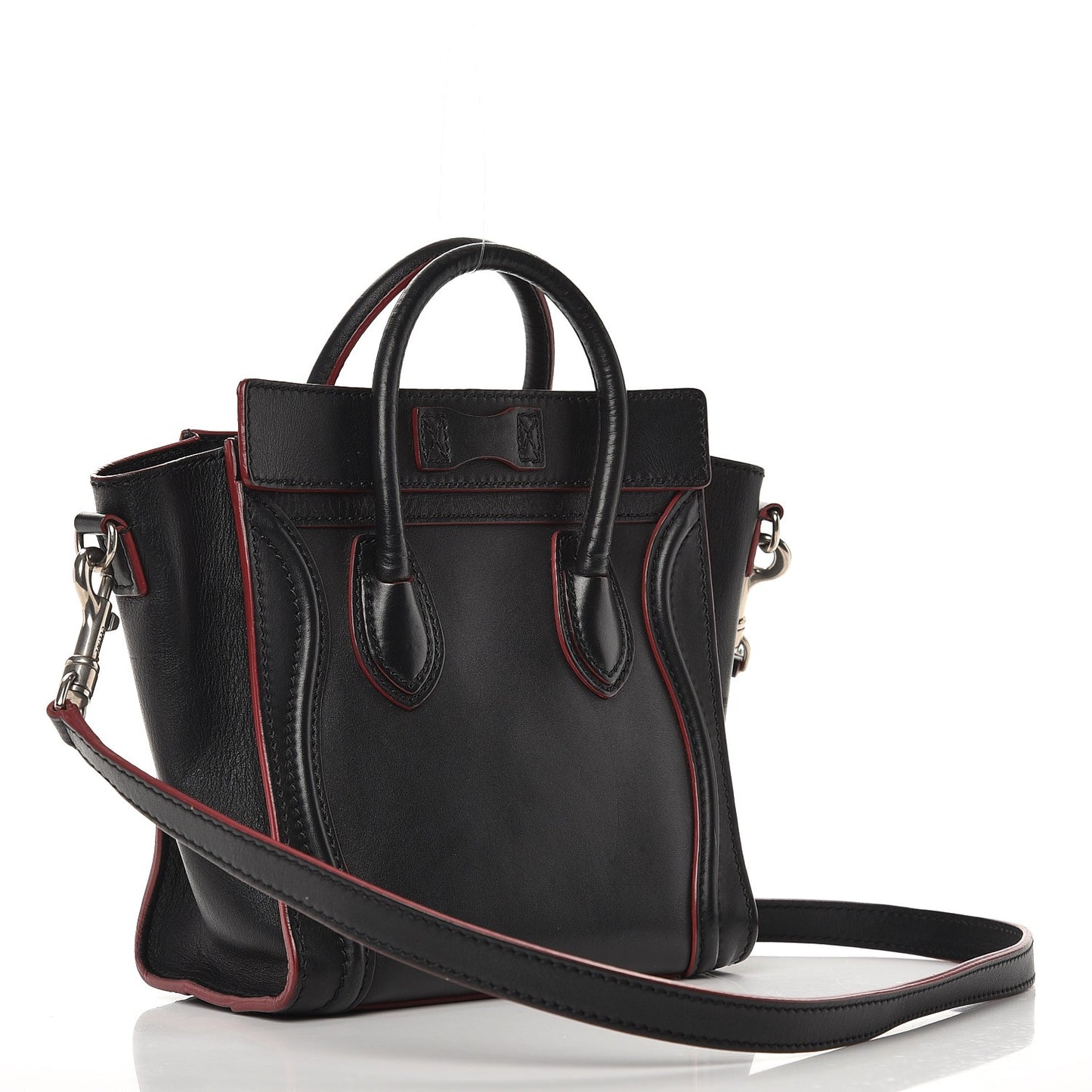 Smooth Calfskin Nano Luggage Black Red