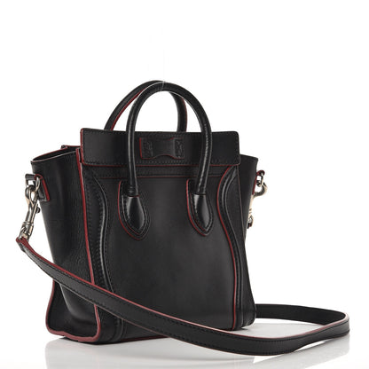 Celine Smooth Calfskin Nano Luggage Black Red 4 of 13