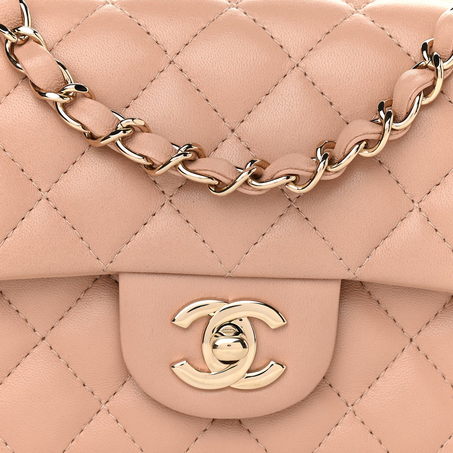 Chanel Lambskin Quilted Mini Rectangular Flap Dark Beige 7 of 10