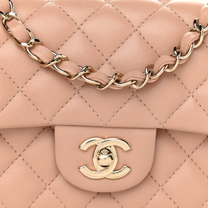 Chanel Lambskin Quilted Mini Rectangular Flap Dark Beige 7 of 10