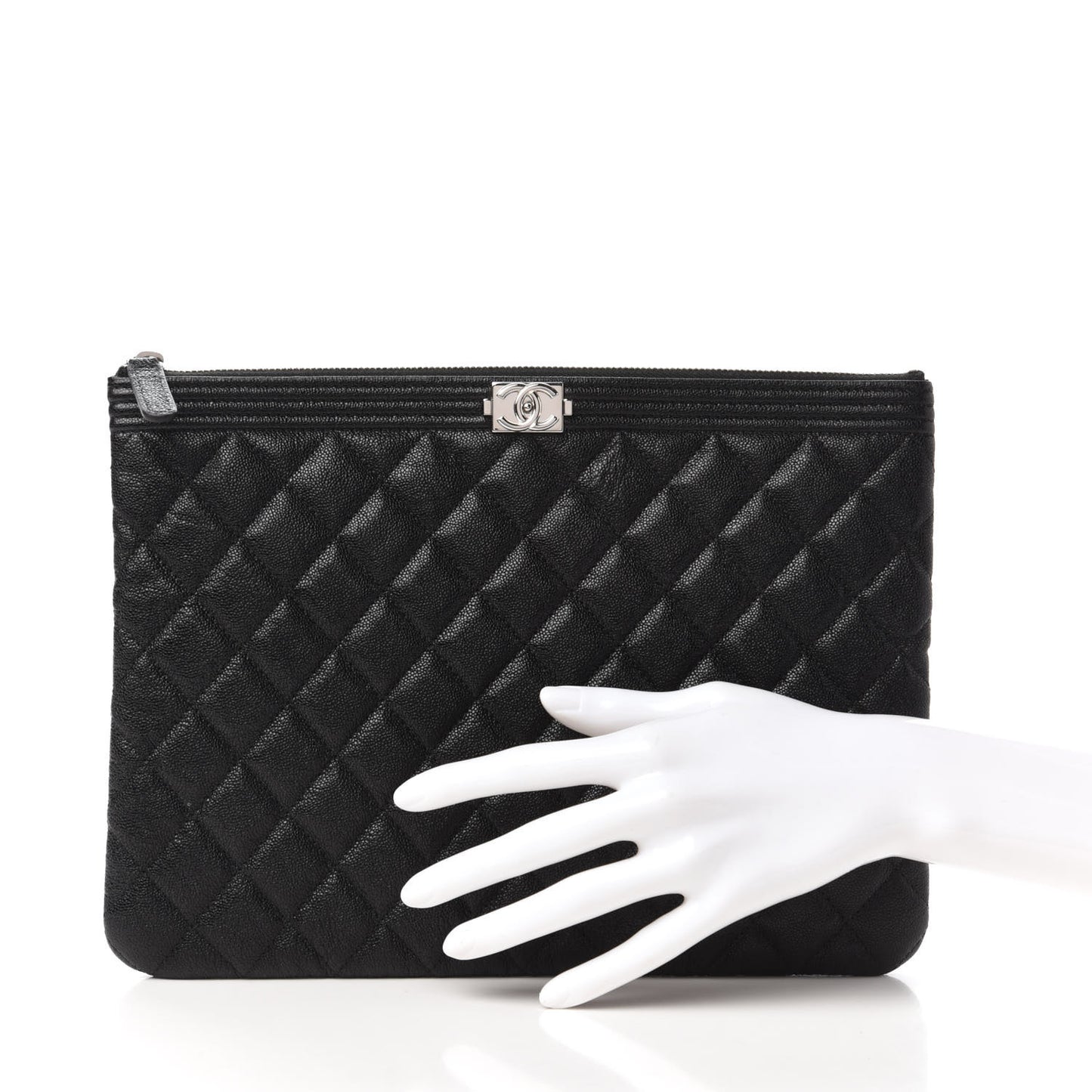 Caviar Quilted Medium Boy Cosmetic Case Black